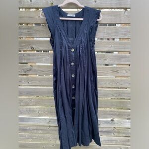 TSUMORI CHISATO flowy navy dress with buttons & pockets!